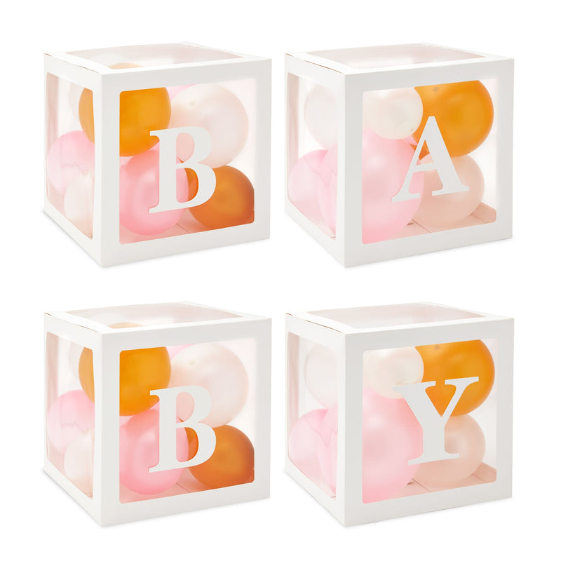 69 Pcs Clear Latex Balloon Boxes with Letters for Baby Girl Shower Decorations and Banner, Gender Reveal Party Supplies, Pink