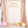 Pink and Gold Happy Birthday Photo Booth Custom Backdrop for Women (5 x 7 Feet)