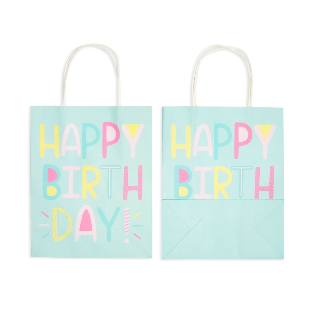 Feliz Cumpleanos Gift Bags with Handles for Birthday Parties (9 x 5.3 in, 24 Pack)