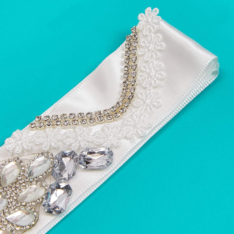 Rhinestone Jeweled Bridal Wedding Dress Belt (89 x 1.5 In)