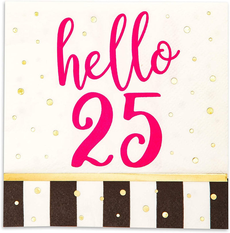 Hello 25 Party Paper Napkins (5 x 5 In, 50 Pack)