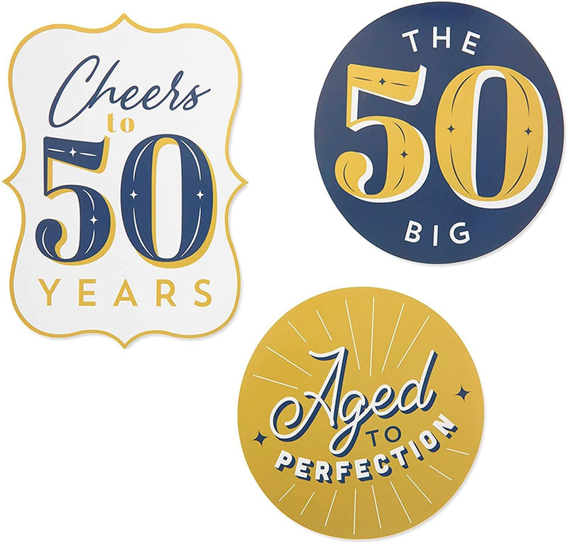 50th Birthday Decorations, Includes Table Centerpieces, Wall Sign, Ceiling Decorations and Confetti String (12 Pieces)