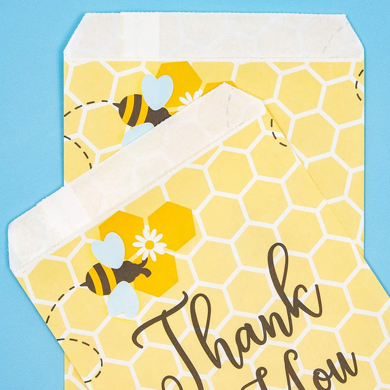 Bumble Bee Party Favor Treat Bags for Baby Shower, Thank You (5x7 In, 100 Pack)