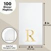 100 Pack Gold Foil Initial Letter R White Monogrammed Paper Napkins for Wedding Reception, Table Decorations (4 x 8 In)