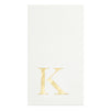 Gold Foil Initial Letter K White Monogram Paper Napkins (4 x 8 In, 100 Pack)