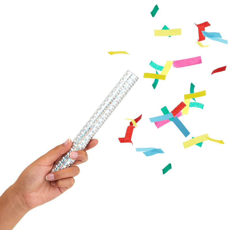 24 Pack Rainbow Confetti Flutter Sticks for Birthdays, Party Confetti Shakers (1 x 8 In)