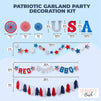 Patriotic USA Garland Set, Red, White and Blue Party Supplies (9 Pieces)