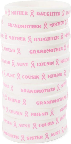 Breast Cancer Awareness Bracelets, Pink Wristbands (48 Pieces)
