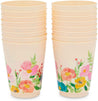 Coral Flower Plastic Tumbler Cups, Floral Party Decorations (16 oz, 16 Pack)
