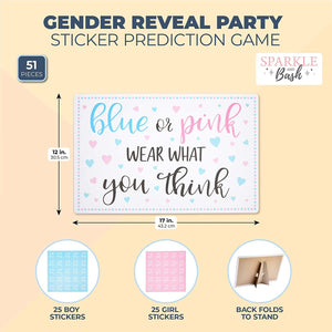 Gender Reveal Party Sticker Prediction Game, Team Boy, Team Girl (51 Pieces)