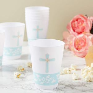 16 oz Baptism Tumbler Cups, First Communion Decorations, Party Supplies (16 Pack)