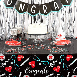 Nurse Graduation Decorations and Party Supplies Set, Serves 24 and Includes Plates, Napkins, Cups, Tablecloths, Hats, and Congrats Banner