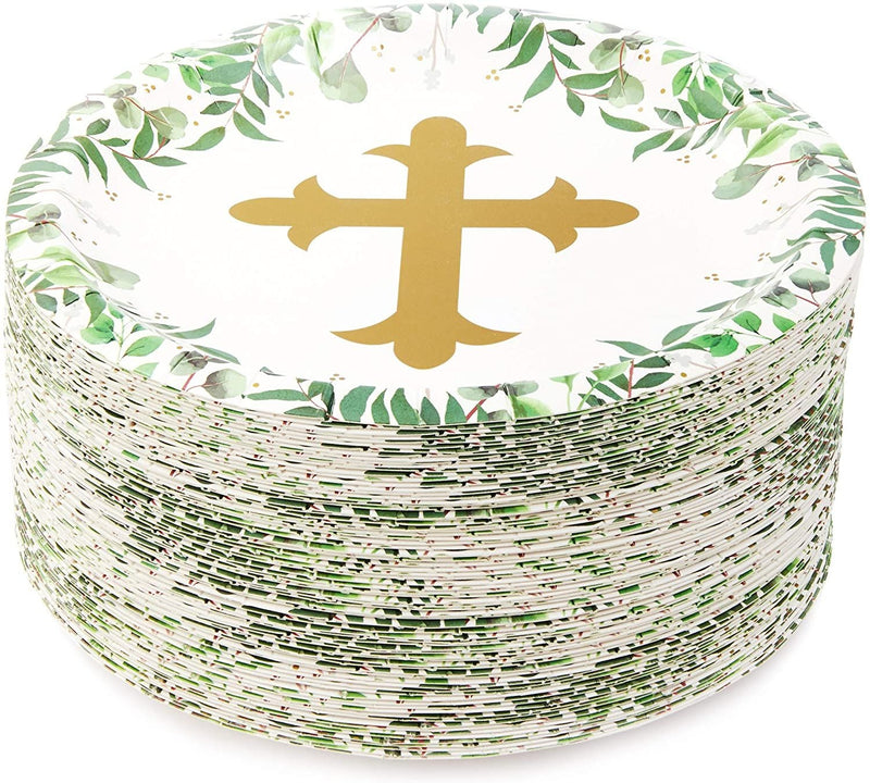 80-Pack Sparkle and Bash Disposable Paper Plates with Religious Theme (7 in)