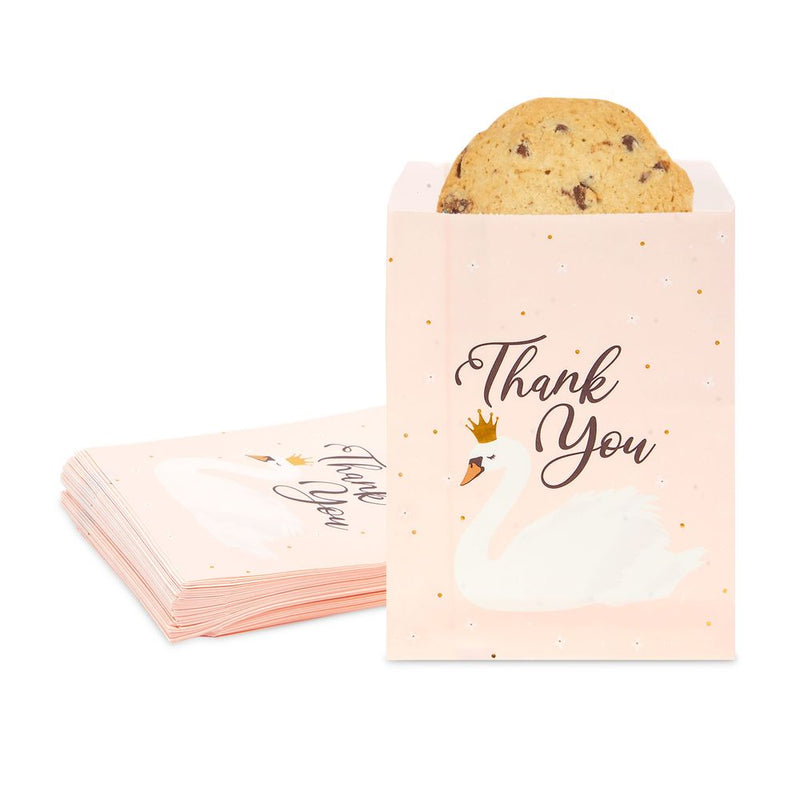 Swan Princess Party Paper Treat Bags, 5x7 Pink Goodie Thank You Favors (100 Pack)