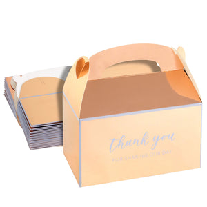 24-Pack 6.3x3.5x3.5-Inch Rose Gold Party Favor Gable Boxes, Thank You Gift Boxes for Birthday, Wedding, and Baby Shower Celebrations