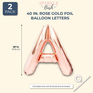 Rose Gold Foil Letter A Party Balloons (40 in, 2 Pack)