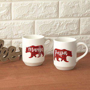 Ceramic Coffee Mugs for Couples, Papa Bear and Mama Bear (15 oz, 2 Pack)