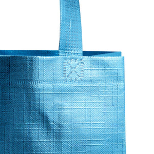 20-Pack Non-Woven Reusable Shopping Bags with Handles, 8x3.9x10-Inch Metallic Blue Tote Bags for Groceries and Gifts