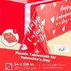 Tablecloth with White Hearts, Plastic Table Cover for Valentine (54 x 108 in, 3 Pack)
