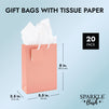 Pink Gift Bags with Handles, Tags, Tissue Paper for Birthday Party (8 x 5.5 In, 20 Pack)