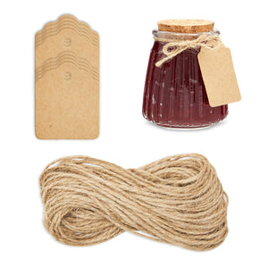 24 Pack 4oz Small Glass Jars with Lids, Hang Tags, Jute String for Homemade Honey, Jam and Jelly