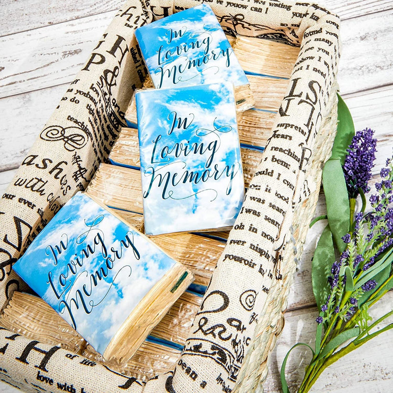 60 Pack Funeral Favors Facial Tissues for Guests, Pocket Size Memorial Service, In Loving Memory