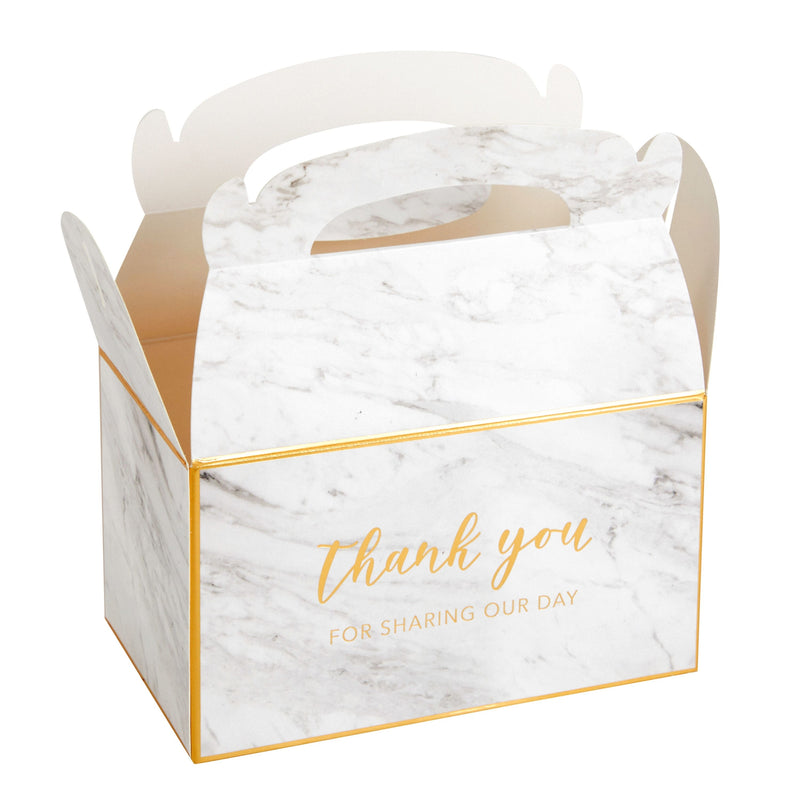 24-Pack 6.3x3.5x3.5-Inch White Party Favor Gable Boxes, Thank You Gift Boxes for Birthday, Wedding, and Baby Shower Celebrations