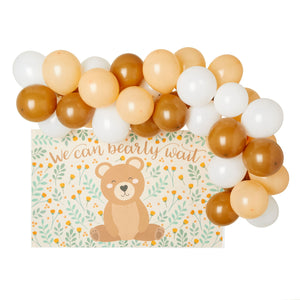 Teddy Bear Baby Shower Decorations, We Can Bearly Wait 48-Piece Garland Arch + 5x3 Photo Booth Backdrop for Party Supplies