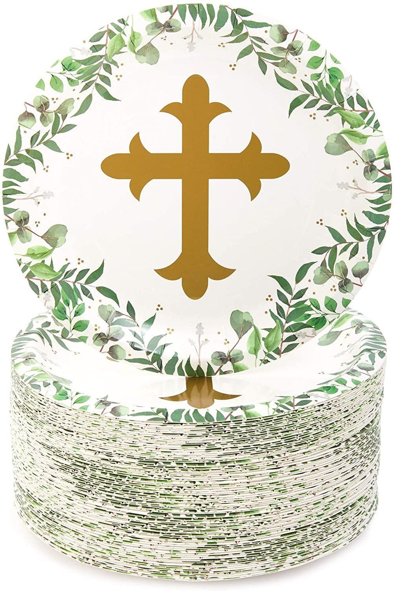 80-Pack Sparkle and Bash Disposable Paper Plates with Religious Theme (7 in)