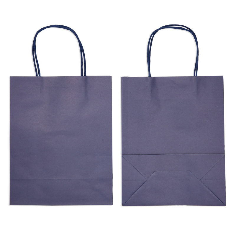 25 Pack Medium Navy Blue Gift Bags with Handles, Bulk Set for Birthday Party Favors (8x10x4 In)