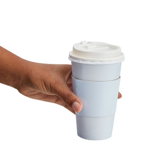 16 oz Disposable Coffee Cups with Lids and Sleeves for Hot To Go Drinks (Light Blue, Set of 48)