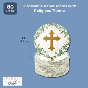 80-Pack Sparkle and Bash Disposable Paper Plates with Religious Theme (7 in)