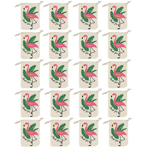 Thank You Drawstring Party Favor Bags for Flamingo Birthday Supplies (24 Pack)