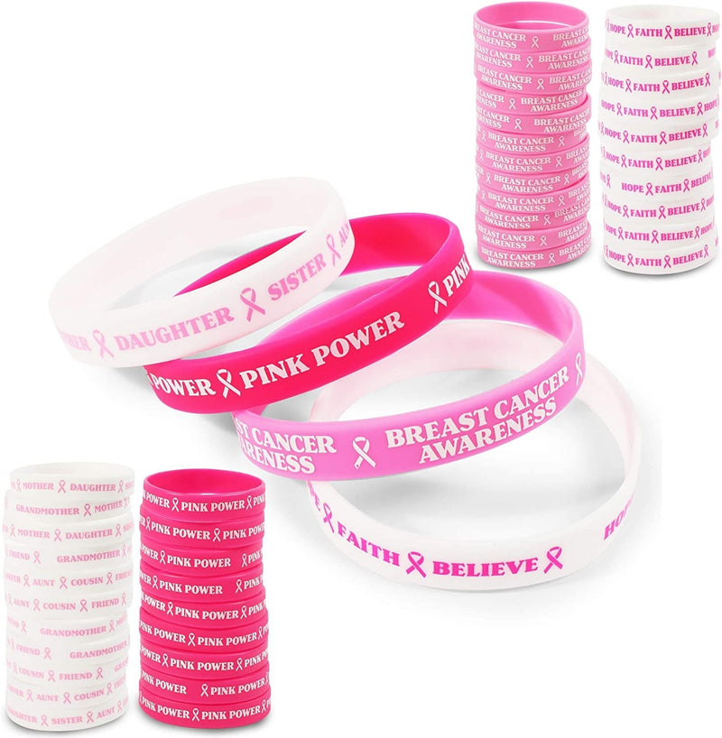 24 Pcs Breast Cancer Awareness Accessories Bracelets?- Pink Ribbon Breast Cancer  Awareness Silicone Wristbands with Faith Courage Hope Strength - Walmart.ca