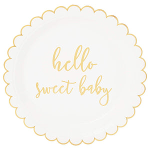 48 Pack of Hello Sweet Baby Paper Plates for Baby Shower (9 Inches)
