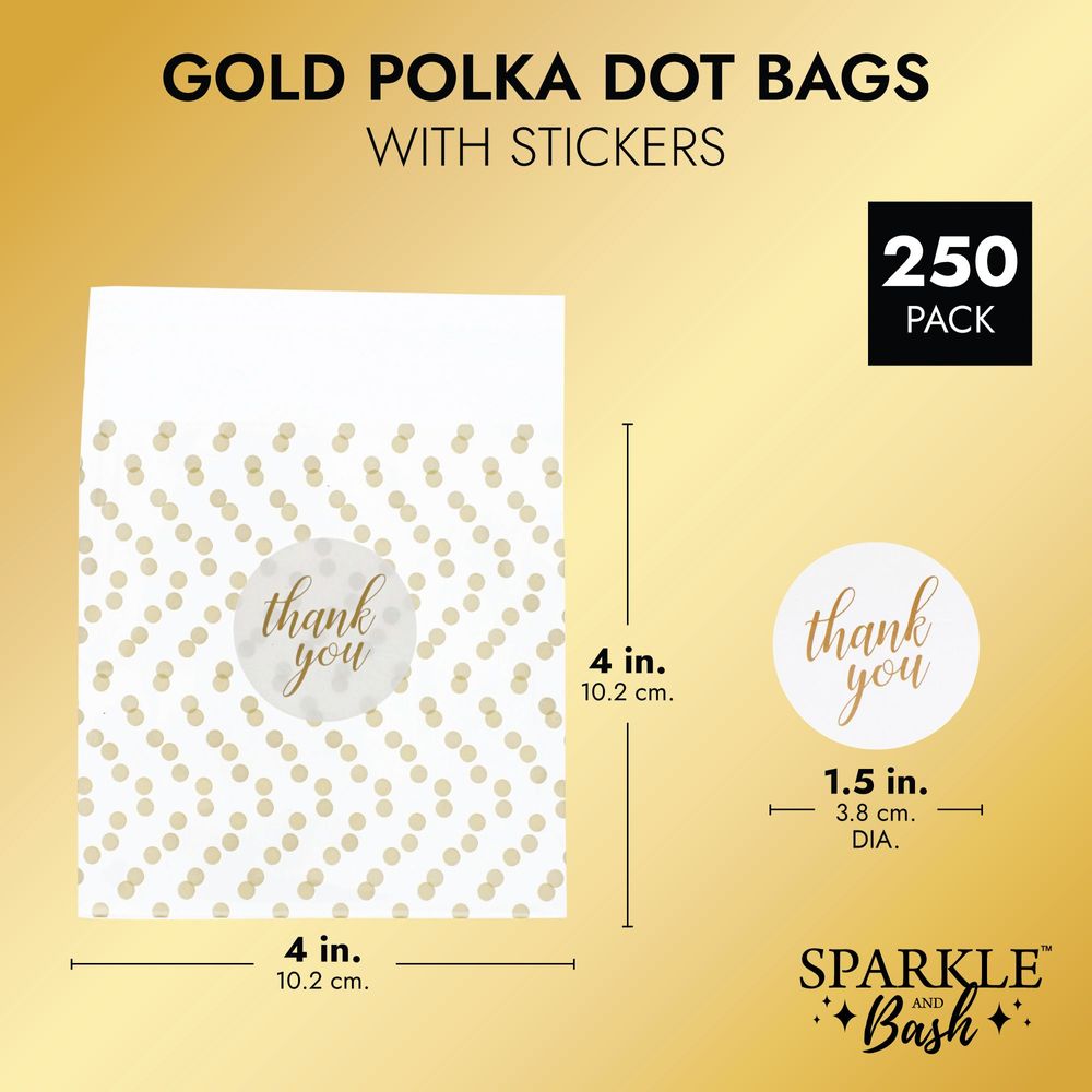 Gold Confetti Dot Cellophane Bags