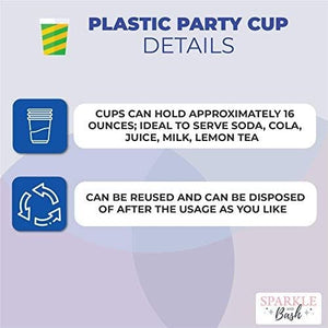 16 oz Plastic Tumbler Cups, Elephant Baby Shower Decorations for Girl (16 Pack)
