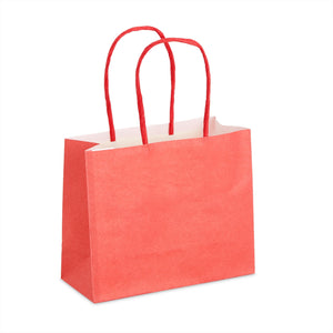 Mini Red Gift Bags with Handles, Bulk Kraft Party Favor Bags (6 x 5 x 2.5 In, 50 Pack)