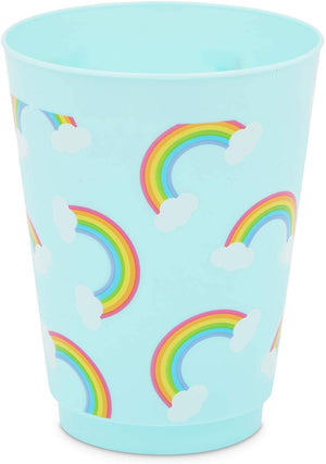Blue Plastic Tumbler Cups, Pastel Rainbow Party Supplies (16 oz, 16 Pack)