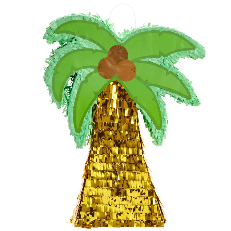 Tropical Palm Tree Pinata for Hawaiian Luau, Summer Birthday Party Decorations (Small, 12.6 x 3.0 x 16.9 In)