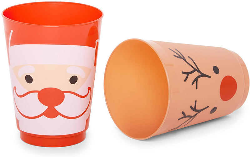 Christmas Plastic Cups With Straws and Lids, Snowmen and Santa Hat Designs  Holiday Party Cups, Christmas Party Cups 