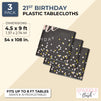 Black Plastic Tablecloth for 21st Birthday Party (54 x 108 in, 3 Pack)