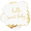 Hello Sweet Baby Scalloped Paper Napkins for Baby Showers (6.3 In, 50 Pack)