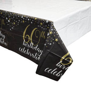 Sparkle and Bash 3 Pack 60th Birthday Plastic Table Covers 54 x 108 Inches