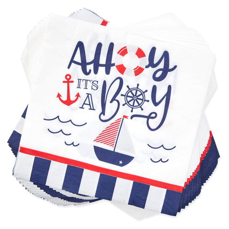 Nautical Baby Shower Party Pack, Dinnerware Set with Tablecloth (Serves 24, 169 Pieces)