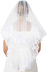 2 Tier Veil for Bride, Ivory Lace Bridal Veil for Wedding (34 Inches)