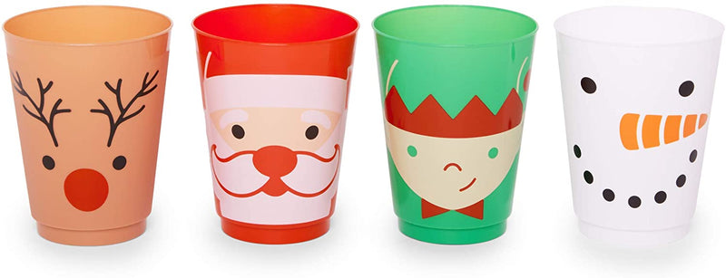 15 oz. Personalized Christmas Round Reusable Plastic Cups with Lids & Straws  - 50 Ct.