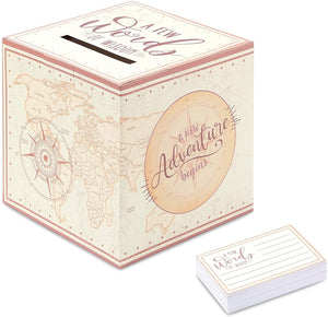 Sparkle and Bash World Map Ballot Box with 50 Advice Cards, A New Adventure Begins (8 in)