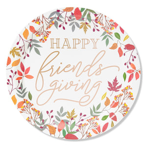 24 Pack Large Friendsgiving Paper Plates with Fall Leaves, Rose Gold Foil (10 In)