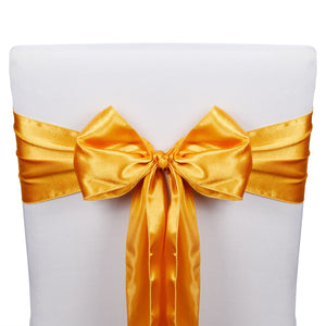 12 Pack Gold Chair Sashes for Wedding Reception, Baby Shower, Birthday Party (7 x 108 In)